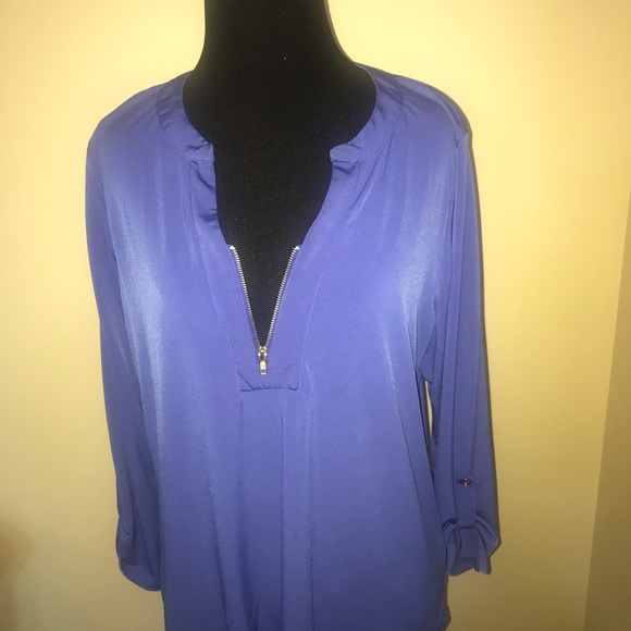 Front Of Closet Gold Zip Up Blouse Size Petite XL - Picture 2 of 8